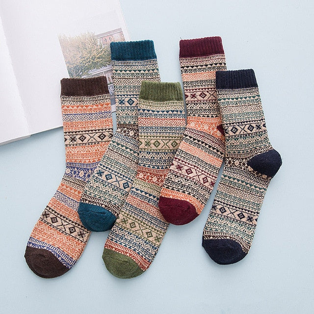 LNRRABC Winter Thick Warm Stripe Wool Socks Casual Calcetines Hombre Sock Business Male Socks