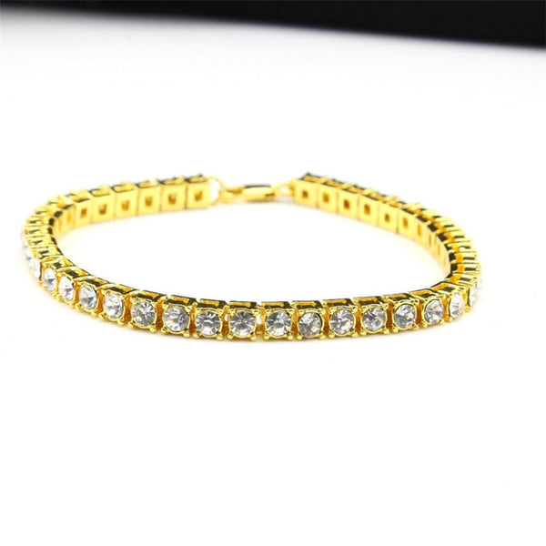 UWIN 8inch Hip hop Men Bracelet Silver/Gold Iced Out 1 Row Rhinestones Chain Bling Crystal Bracelet Women 20cm Drop Shipping