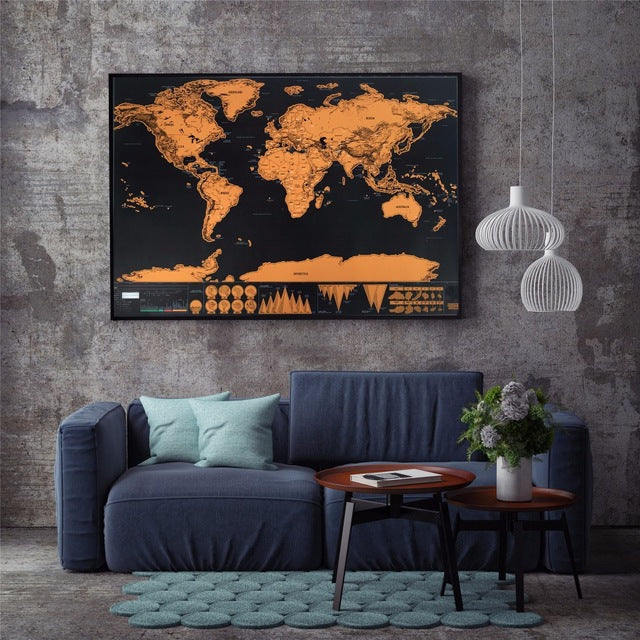 drop shipping  Deluxe blow poster Personalized scratch off World map poster Mini Foil Layer Coating Poster wall sticker 82x59cm